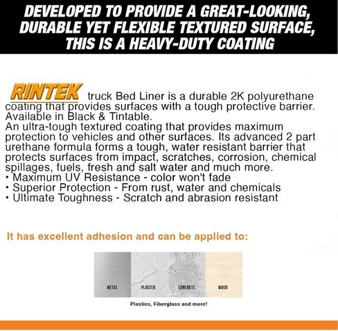 مجموعة بطانة سرير الشاحنات Rintek Urethane-طلاء متين-مزيج ، Shake & Shoot-1 أو 2 جالون-أسود أو قابل للونوي-متوفر مع أو بدون مسدس الرش (الأسود-مع البندقية ، جالون 1) in Saudi Arabia