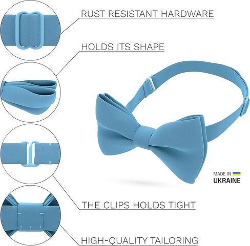 Bow Tie House Classic Pre-Tied Soft Crape Bow Tie for Wedding Formal Events Solid Tuxedo for Adults & Children in Kuwait