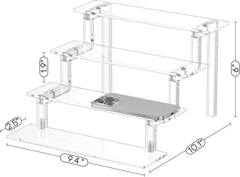 Winkine Acrylic Display Stand Riser ، منظم حامل العطور 4 مستويات ، أرفف حامل متوافقة مع شخصيات بوب Funko ، منظم كولونيا للرجال ، نسخ أكريليك للعرض ، حامل رف غرفة نوم واضح in Kuwait