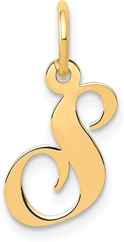 Jewelry Affairs 14K Yellow Gold Script Letter Initial Pendant Charm, 12x15mm in Saudi Arabia