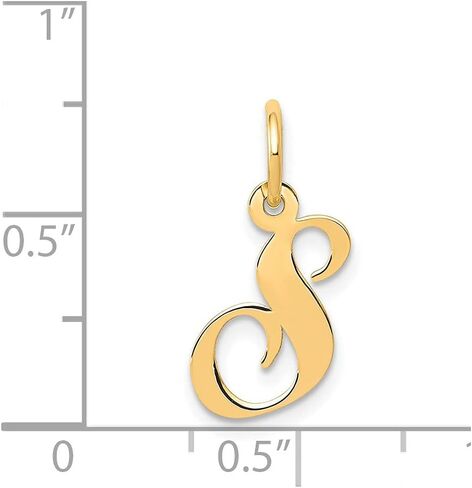 Jewelry Affairs 14K Yellow Gold Script Letter Initial Pendant Charm, 12x15mm in Saudi Arabia