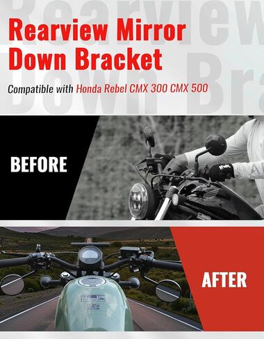CMX300 CMX500 Rearview Mirror Down Bracket for Honda 17-24, Motorcycle Handlebar Rear View Side Mirror Bracket Forward Kit for Honda Rebel CMX 300 CMX 500 2017-2024 Accessories in Saudi Arabia