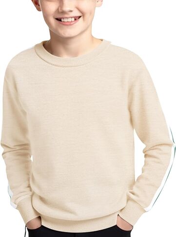 Haloumoning Boys Striped Long Sleeve Sweater Kids Fashion Crewneck Knit Pullover Fall Clothes 5-14Y in Saudi Arabia