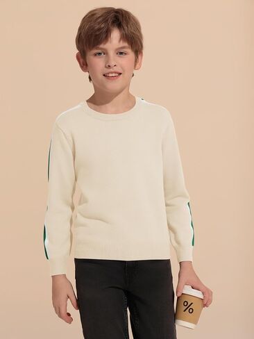 Haloumoning Boys Striped Long Sleeve Sweater Kids Fashion Crewneck Knit Pullover Fall Clothes 5-14Y in Saudi Arabia