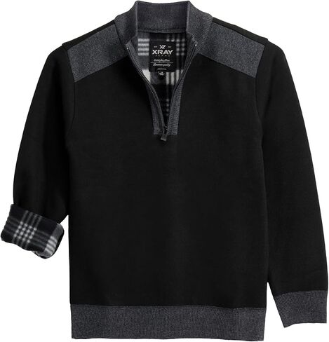 X RAY Boys (6-12) Quarter Zip Fleece Flannel Lining Sweater, Classic Fit Mock Neck Knit Kids Sweater for Fall and Winter in Saudi Arabia