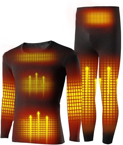 Men's Thermal Underwear Suit USB Electric Heating Long-sleeved Eight-zone App to Intelligently Adjust The Temperature,S Black in Saudi Arabia