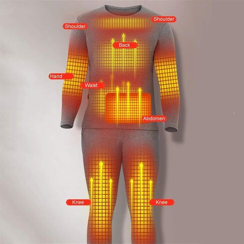 Men's Thermal Underwear Suit USB Electric Heating Long-sleeved Eight-zone App to Intelligently Adjust The Temperature,XXL Black in Saudi Arabia