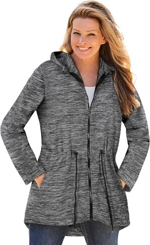 Woman Within Plus Size Microfleece Anorak Jacket Oversized Fleece Zip-Up Jacket in Saudi Arabia