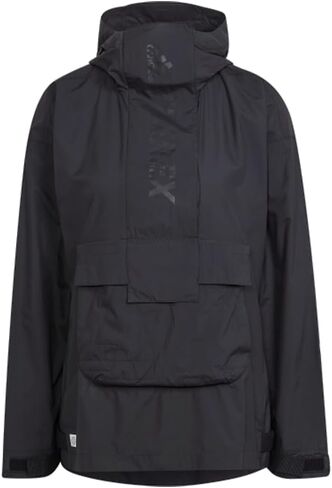 صنعت Adidas Womens Terrex ليكون إعادة صياغة anorak anorak windbreaker سترة في الهواء الطلق ، أسود ، كبير in Saudi Arabia