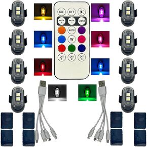 8PCS Wireless LED Lights for Car with Remote Control, Wireless LED Strobe Lights 8 Colors USB Charging IP65 Waterproof Anti-Collision Warning Light for Car Truck Motorcycle Drone Bike Aircraft in Kuwait