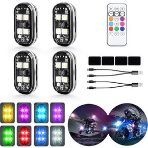 4-LED Wireless LED Strobe Lights with Remote Control, 4PCS High Brightness Wireless led Light 8 Color Waterproof Anti-Collision Warning Lights for Car Motorcycle Drone Truck Bike in Saudi Arabia