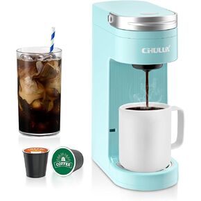 CHULUX Slim Single Serve Coffee Maker for K Cup Pods & Ground Coffee, One Cup Coffee Maker Fits 7.3" Travel Mugs, Coffee Machine with 6 to 12oz Brew Sizes in Kuwait
