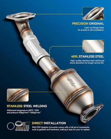 PHILTOP Rear Catalytic Converter Kit Fit For 2012-2014 CR-V OE Replace# 642832, 41136, 16741, 18150R5A000, 52019 Direct-Fit (EPA Compliant) in Saudi Arabia
