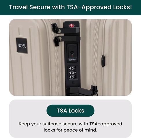 NOBL Duo Carry Carry-On Luggage with Detachable Side Bag, 22.1x14.6x10.5 Airline Approved, Noble Zipperless PC Hard Shell Suitcase & Crossbody, 360° Spinner Wheels, TSA Locks, USB Port - Forest Green in Saudi Arabia
