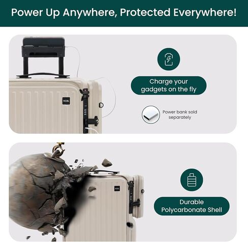 NOBL Duo Carry Carry-On Luggage with Detachable Side Bag, 22.1x14.6x10.5 Airline Approved, Noble Zipperless PC Hard Shell Suitcase & Crossbody, 360° Spinner Wheels, TSA Locks, USB Port - Forest Green in Saudi Arabia
