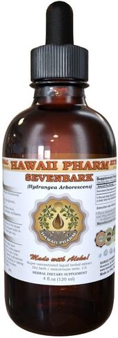 Sevenbark Liquid Extract, Sevenbark (Hydrangea arborescens) Tincture, Herbal Supplement, Hawaii Pharm, Made in USA, 4 fl.oz in Saudi Arabia