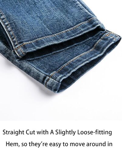 Boys' Denim Jeans, Ribbed Elastic Waist Cotton Pants for Kids in Kuwait