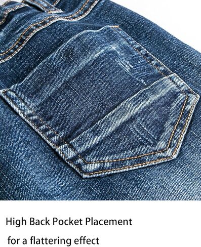 Boys' Denim Jeans, Ribbed Elastic Waist Cotton Pants for Kids in Kuwait