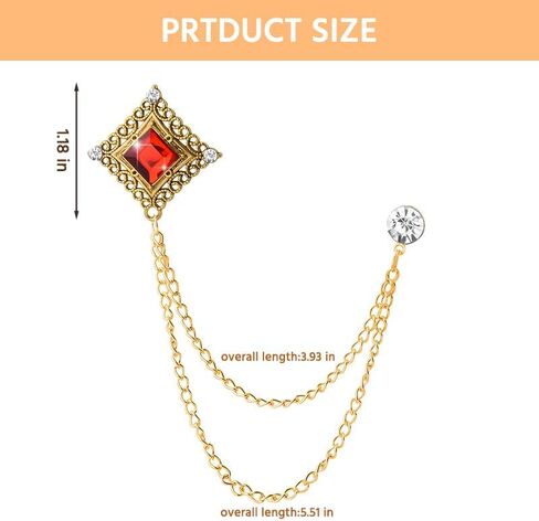 Gem Brooch Pins Rhinestone Lapel Pin for Men Hanging Chain Brooch Suit Pin Vintage Rhinestone Brooches for Men Wedding Business Suits Tuxedo Shirts Accessories in Saudi Arabia