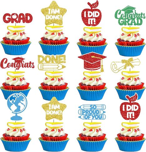 24Pcs Gold Kindergarten Graduation Cupcake Toppers Kindergarten Graduation Cupcake Picks Kindergarten Graduation Cupcake Decorations Kindergarten Graduation Decorations in Kuwait