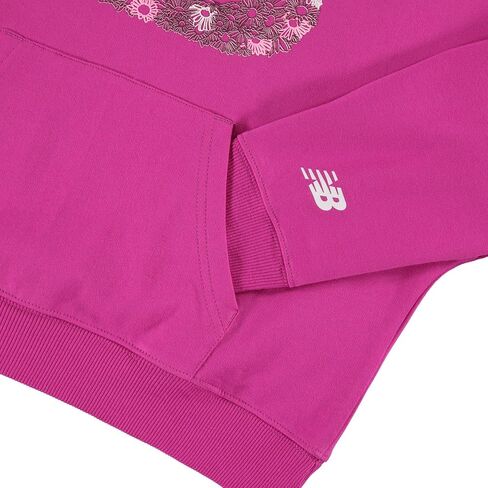 New Balance Girls Hoodie-لطيف مريح ناعم من القطن الصوف مزيج من البلوزات ، والكتف قطرة ، وأحجام 4-16 in Saudi Arabia