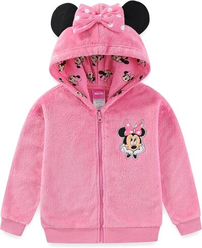 Disney Minnie Mouse Girls Zip Up Coral Fleece Hoodie with Bow and Ears for Toddler and Big Kids in Saudi Arabia