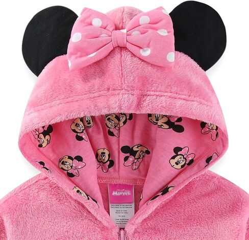 Disney Minnie Mouse Girls Zip Up Coral Fleece Hoodie with Bow and Ears for Toddler and Big Kids in Saudi Arabia