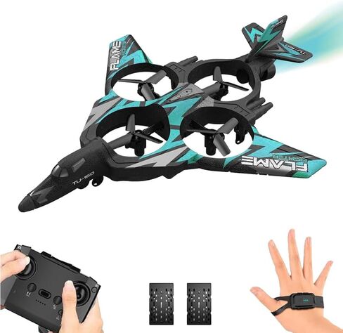GoolRC RC Plane, 2.4GHz Remote Control Airplane, Foam RC Aircraft, RC Jet Fighter with 3D Flip, Gravity Sensing, Spray, LED Light, 2 Battery, Easy to Fly RC Glider for Kids & Adults in Saudi Arabia