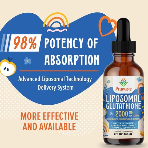 2000MG Liposomal Glutathione Liquid, 98% Absorption, Active Form L-Glutathione Supplement, Vegan Friendly, Powerful Antioxidant Complex for Immune System, Aging Defense, Detox, 2 FL.OZ in Saudi Arabia