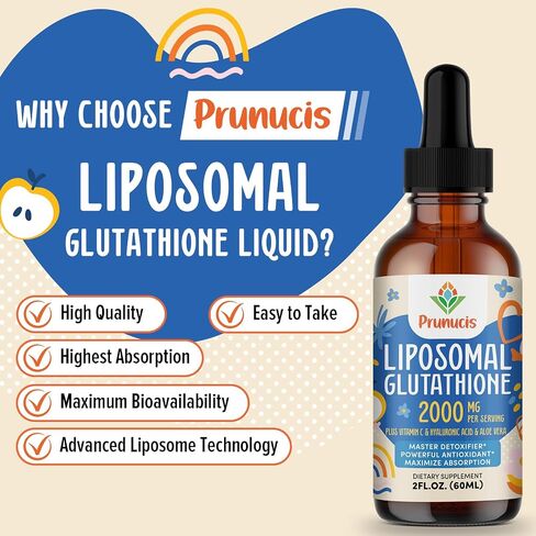 2000MG Liposomal Glutathione Liquid, 98% Absorption, Active Form L-Glutathione Supplement, Vegan Friendly, Powerful Antioxidant Complex for Immune System, Aging Defense, Detox, 2 FL.OZ in Saudi Arabia