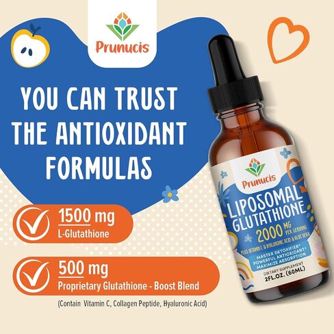2000MG Liposomal Glutathione Liquid, 98% Absorption, Active Form L-Glutathione Supplement, Vegan Friendly, Powerful Antioxidant Complex for Immune System, Aging Defense, Detox, 2 FL.OZ in Saudi Arabia