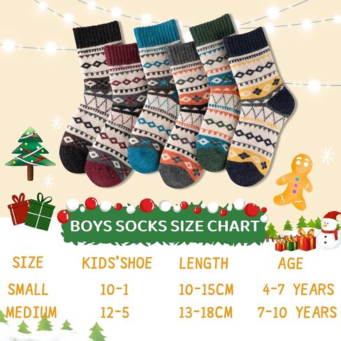 Comfoex Kids Wool Socks Warm Thick Thermal Cozy Soft Crew Socks for Boys 4-10 Years Old 6 Pairs in Saudi Arabia