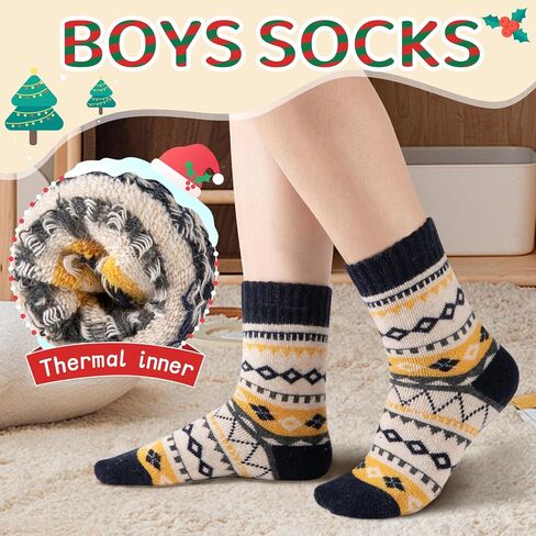 Comfoex Kids Wool Socks Warm Thick Thermal Cozy Soft Crew Socks for Boys 4-10 Years Old 6 Pairs in Saudi Arabia
