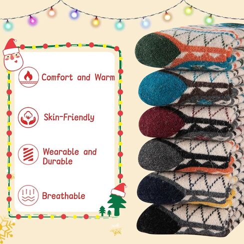 Comfoex Kids Wool Socks Warm Thick Thermal Cozy Soft Crew Socks for Boys 4-10 Years Old 6 Pairs in Saudi Arabia