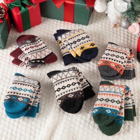 Comfoex Kids Wool Socks Warm Thick Thermal Cozy Soft Crew Socks for Boys 4-10 Years Old 6 Pairs in Saudi Arabia
