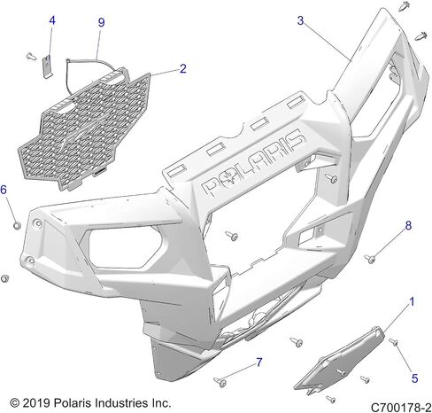 Polaris RZR Winch Pocket Cover ، Gloss Black ، Part 5438206-070 ، Qty 1 in Kuwait