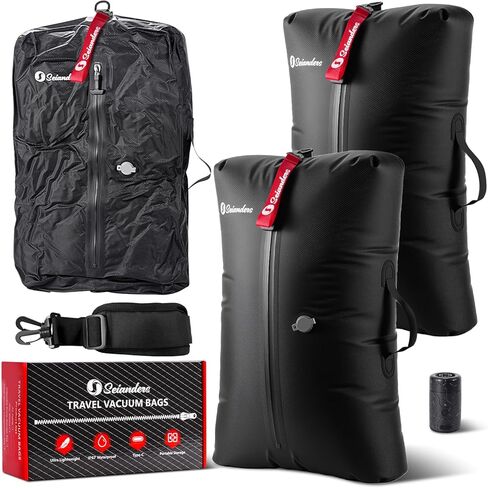 Vacuum Bags for Travel Luggage (2PCS + Wireless Pump), Vacuum Clothing Compression Bag with Adjustable Shoulder Strap, 50.6L Large Capacity, IP67 Waterproof, Reusable for Carry-on Luggage & Backpack in Kuwait