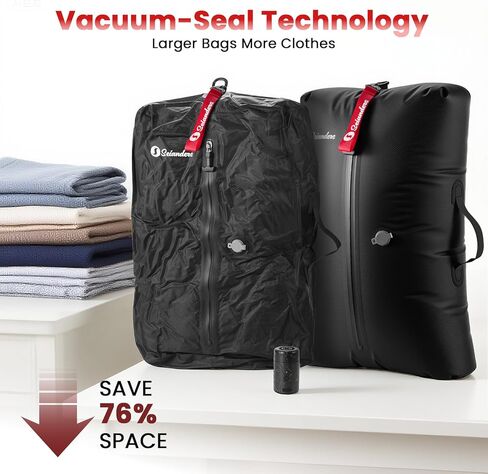 Vacuum Bags for Travel Luggage (2PCS + Wireless Pump), Vacuum Clothing Compression Bag with Adjustable Shoulder Strap, 50.6L Large Capacity, IP67 Waterproof, Reusable for Carry-on Luggage & Backpack in Kuwait