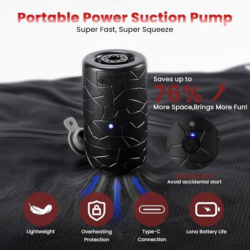 Vacuum Bags for Travel Luggage (2PCS + Wireless Pump), Vacuum Clothing Compression Bag with Adjustable Shoulder Strap, 50.6L Large Capacity, IP67 Waterproof, Reusable for Carry-on Luggage & Backpack in Kuwait