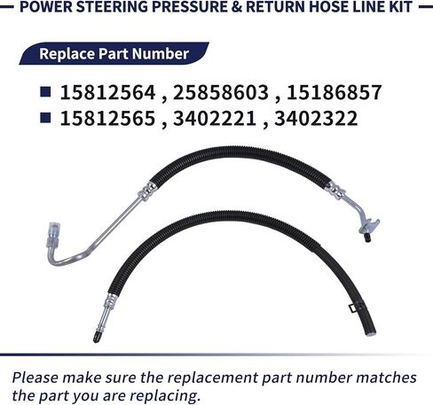 15812564 25858603 Power Steering Pressure & Return Hose Line Compatible with Chevy Silverado 1500 Tahoe, for GMC Sierra 1500 Yukon, for Cadillac Escalade 2007-2014 Replace 3402221 3402322 in Saudi Arabia