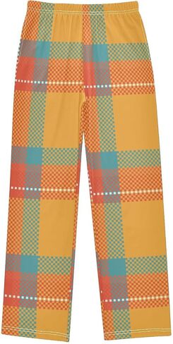 Orange Green Tartan Plaid Pajama Pants Pajama Bottoms Soft Sleep Pjs Lounge Pants S in Saudi Arabia