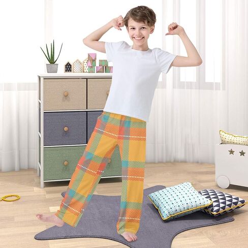 Orange Green Tartan Plaid Pajama Pants Pajama Bottoms Soft Sleep Pjs Lounge Pants S in Saudi Arabia