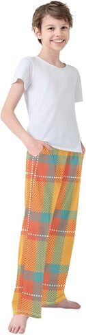 Orange Green Tartan Plaid Pajama Pants Pajama Bottoms Soft Sleep Pjs Lounge Pants S in Saudi Arabia