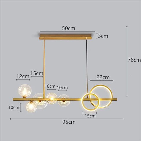 Lnptal Modern LED الثريا ، ضوء قلادة خطي ذهبي ، حلقة الكرة الأرضية المعاصرة معلقة لغرفة الطعام المطبخ غرفة المعيشة ديكور المنزل (شفاف) in Saudi Arabia