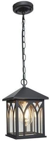 LNPTAL Outdoor Hanging Lantern, Vintage Black Pendant Light with Clear Glass, Waterproof Exterior Lighting Fixture, E26/E27 for Porch Patio Gazebo Entryway in Saudi Arabia