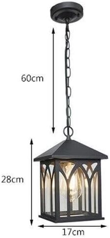 LNPTAL Outdoor Hanging Lantern, Vintage Black Pendant Light with Clear Glass, Waterproof Exterior Lighting Fixture, E26/E27 for Porch Patio Gazebo Entryway in Saudi Arabia