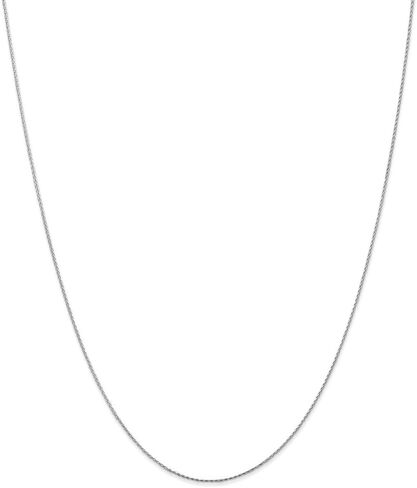 Solid 14k White Gold .8mm Round Diamond-Cut Wheat Chain Necklace - with Secure Lobster Lock Clasp in Saudi Arabia