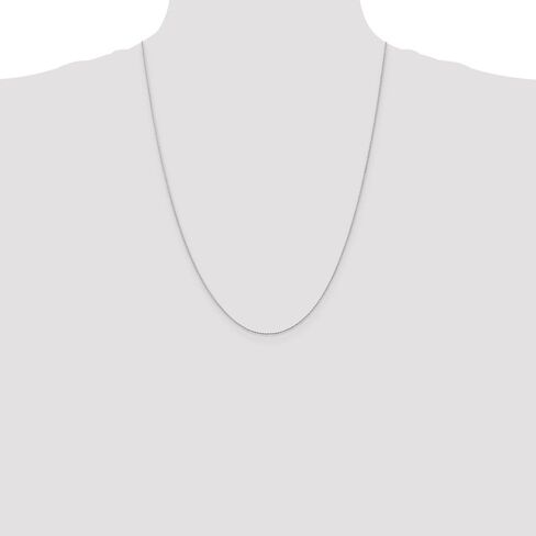 Solid 14k White Gold .8mm Round Diamond-Cut Wheat Chain Necklace - with Secure Lobster Lock Clasp in Saudi Arabia