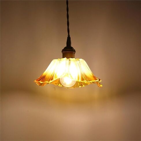 Vintage Petal Glass Shade Pendant Light Adjustable Height Cord Suspension Lamp with Rotary Switch Retro Brass Hanging Lamp for Kitchen Island, Dining Room(Purple) in Saudi Arabia