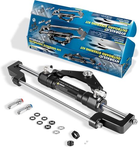 Camoo HC5345-3 Hydraulic Steering Cylinder 300HP Front Mount Helm Replace for Seastar Outboard Steering Cylinder HC5345-3, Max Pressure 10.3MPa/1500PSI with Two-Way Lock Valve and ORB Fittings in Saudi Arabia
